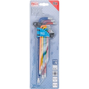 Set chei tip L multicoloră extra lungă profil T (pentru Torx) T10 - T50 9 piese - Img 4