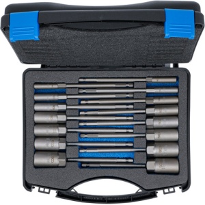 Set chei tubulare 5,5 - 19 mm in 6 colturi extra lungi antrenare 6,3 mm (1/4") pentru maşini de gaurit / auofiletante, 15 piese, BGS 70147 - Img 4