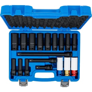 Set chei tubulare de impact 10 - 24 mm simple si chei tubulare cu protectie 17-19-21 mm, antrenare1/2",18 piese, BGS 5202 - Img 4