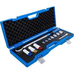 Set cheie dinamometrica 40 - 220 Nm, antrenare 1/2" cu accesorii pentru roti, 12 piese, BGS 74695 - Img 2