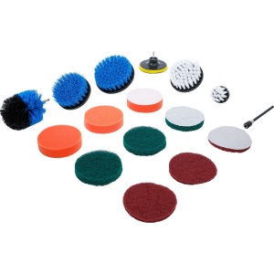 Set discuri şlefuire/polizare şi perii pentru maşini de găurit, 16 piese, BGS 74367 - Img 1