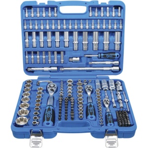 Trusa de tubulare cu profil hexagon ondulat (Super Lock) cu 3 clicheti, 1/4'' + 3/8'' + 1/2'', 192 piese, BGS 2292 - Img 1
