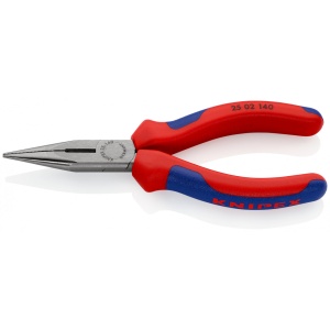 Cleste plat-rotund cu tais (patent cu cioc drept), manşoane multicomponent, lungime 140 mm, Knipex 2502140 - Img 1