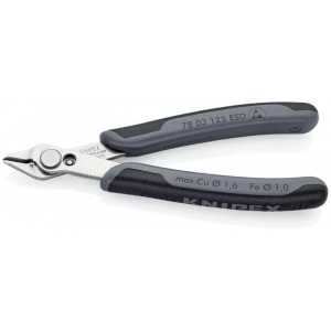 Electronic Super Knips® ESD Sfic de precizie Ø 0,2 – 1,6 mm, manşoane multicomponent, lungime 125 mm, Knipex 7803125ESD - Img 3
