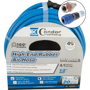 Furtun DL ø13mmx20m, cauciuc solid de calitate superioară, cuplare în 2 trepte, Condor 44220-3