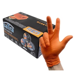 Manusi mecanic auto, nitril portocalii - 8 mil, marimea M, 100 buc, Satra S-M9GYD - Img 3