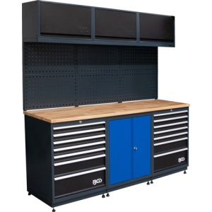 Mobilier de perete pentru atelier cu blat din lemn, 3 module, BGS 80100 - Img 1