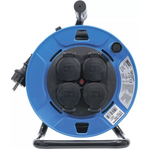 Rola prelungitor cablu electric 25 m, sectiune 3 x1,5 mm², 4 prize cu capac inchidere, IP 44, 3500 W, BGS 3375 - Img 2