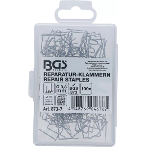 Set agrafe pentru reparatii piese din plastic Tip W, grosime fir Ø 0.8 mm, 100 piese, BGS 873-7 - Img 3