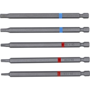 Set biţi, Antrenare hexagon exterior 6,3 mm (1/4"), Hexagon interior, Profil T (pentru Torx), Lungime 110 mm, 5 piese, BGS DIY 4836 - Img 3