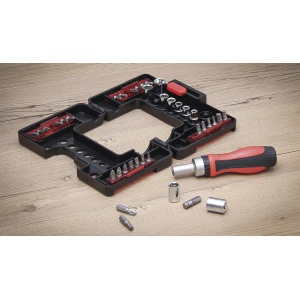 Set biti combinati cu antrenare hexagon 6.3 mm (1/4"), surubelnita cu clicket 125mm, 38 piese, BGS DIY 20138 - Img 2