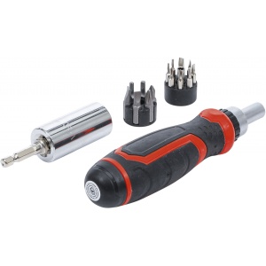 Set biţi de precizie / cap cheie multiplu | cu mâner rotativ cu clichet pentru biţi, comutabil | 17 piese, BGS DIY 20817 - Img 2