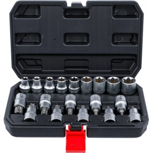 Set biti Profil Torx T20-T70 pe tubulara 1/2" si chei tubulare Profil E-Type E10-E24, 19 piese, BGS DIY 95100