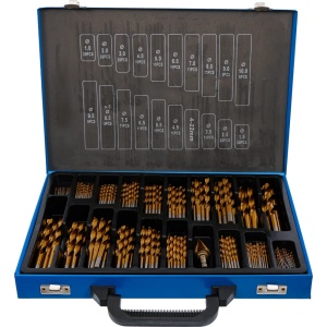 Set burghie spirale şi în trepte | HSS, Titan nitrurat, 1 - 10 mm, 231 piese, BGS 72130