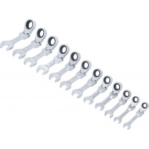 Set chei combinate cu clichet scurte articulate 8 - 19 mm 12 piese, BGS 6543 - Img 2