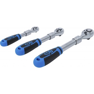 Set chei cu clichet reversibil extensibil 6,3 mm (1/4") - 10 mm (3/8") - 12,5 mm (1/2"), 3 piese, BGS 25123 - Img 5