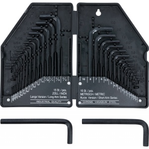 Set chei Imbus tip L dimensiuni in ţoli / metric, 30 piese, BGS DIY 810 - Img 2