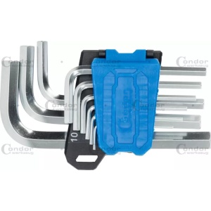Set chei L, 9 piese, scurte, dublu hexagonal, 1,5-10 mm, Condor 1120-01 - Img 1