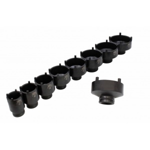 Set chei tubulare cu 4 pini pentru piulite canelate KM4 - KM12, 9 piese, Satra S-9GNS - Img 3