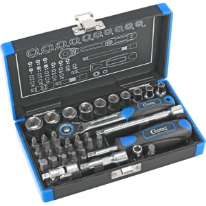 Set chei tubulare cu profil hexagon 5,5 - 14 mm + biti 1/4" si accesorii, antrenare 1/4'', 38 piese, Condor 1138 - Img 2