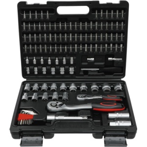 Set chei tubulare cu profil ondulat 4 - 24mm, antrenare 6,3 mm (1/4") / 12,5 mm (1/2"), 115 piese, BGS DIY 15120