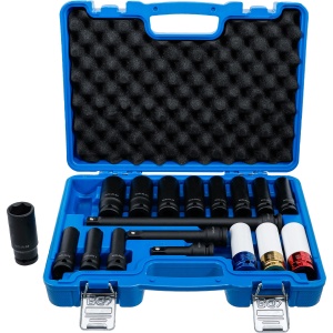 Set chei tubulare de impact 10 - 24 mm simple si chei tubulare cu protectie 17-19-21 mm, antrenare1/2",18 piese, BGS 5202