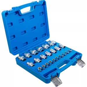 Set chei tubulare in Inch cu profil hexagon 5/32"-15/32" - antrenare 1/4"si 1/2"-1/2"-1.1/4", 24 piese, BGS 2246 - Img 2