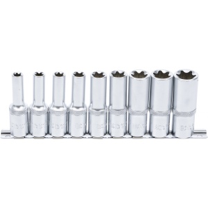 Set chei tubulare Profil E adanci, E10 - E24, antrenare 1/2", 9 piese, BGS 2026