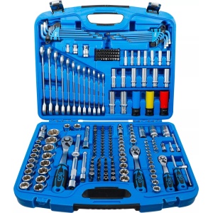Set chei tubulare Profil Hexagon ondulat cu 3 clicketi 1/4" / 3/8" / 1/2", 218 piese, BGS 8820