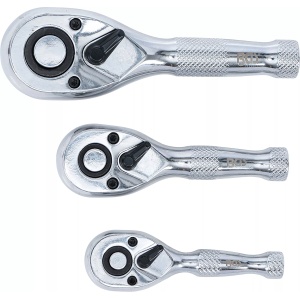 Set clicketi reversibili cu antrenare 1/4"-3/8"-1/2", 3 piese, BGS 215 - Img 3