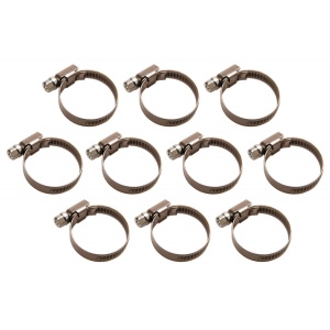 Set coliere din inox pentru furtun cu diametre intre 30 - 45 mm, 10 piese, BGS 8095-30x45