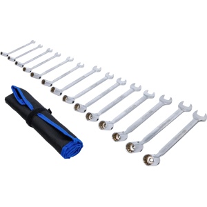 Set de chei combinate fixa+tubulara articulata, 8 - 22 mm, 14 piese, BGS 74425 - Img 3