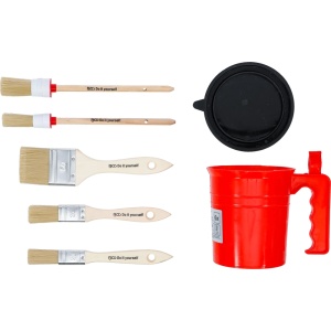 Set de pensule plate / rotunde, cu pahar pentru vopsea, 6 piese, BGS 76500 - Img 3