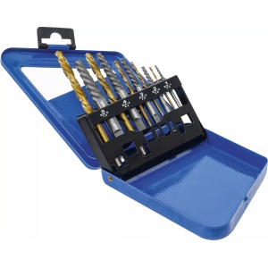Set extractoare de suruburi şi burghie pe stânga HSS acoperite cu Titan-nitrurat, dimensiuni 2 - 7,5 mm, 10 piese, BGS 6780 - Img 3