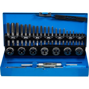 Set filiere si tarozi M3-M12, 32-piese, BGS 1925