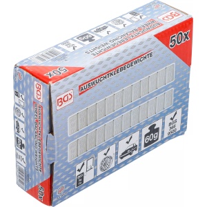 Set greutati pentru centrare roti, 50 bucati, 12 x 5 g, BGS 8426 - Img 3