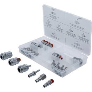 Set nipluri și cuple rapide pentru aer din otel, 21 piese, BGS 74676