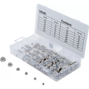 Set piulite cu cap bombat nichelate M3-M10mm, 150 piese, BGS 14130 - Img 1
