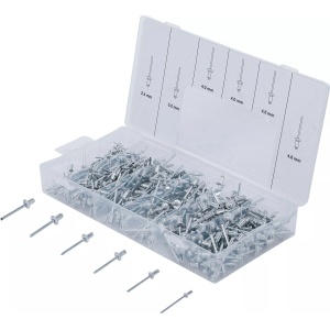 Set pop-nituri aluminiu/otel, marimi: 2,4 - 3,2 - 4 - 4,8 mm, 400 buc, BGS 8058 - Img 1