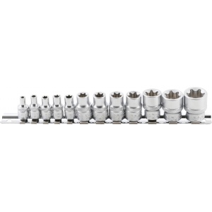 Set tubulare E-uri, E4 - E20, antrenare 1/4" - 3/8", 12 piese, BGS 2038