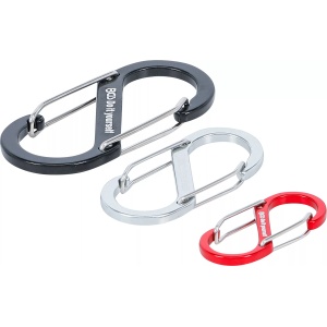 Sortiment cârlige cu carabina, cu deschizatura dubla | aluminiu | 3 piese, BGS DIY 85783 - Img 1