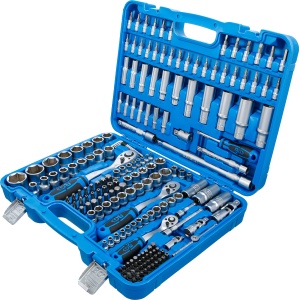 Trusa tubulare in Inch, cu 3 clicketi 1/4'' + 3/8'' + 1/2'', biti combinati, 192 piese, BGS 2245 - Img 6