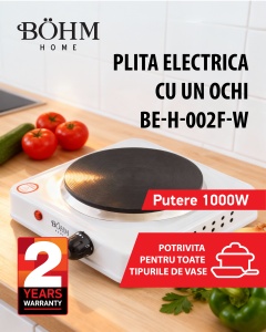 Plita electrica cu un ochi BÖHM HOME BE-H-002F-W, 1000 W, 22.5x26x6.5 cm - Img 5