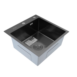 Chiuvetă de bucătărie din inox alimentar SUS304 BH5050B BÖHM HOME Nano Black 500X500X215 mm + kit sifon