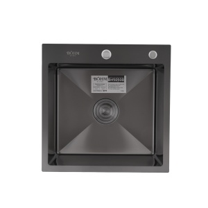 Chiuvetă de bucătărie din inox alimentar SUS304 BH5050B BÖHM HOME Nano Black 500X500X215 mm + kit sifon - Img 2