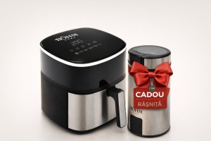 Airfryer cu aer cald BÖHM HOME, Friteuză BDY-AF533R + Râșniță electrică de cafea BÖHM HOME Cadou