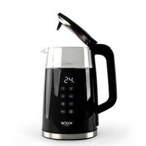 Fierbător BÖHM HOME BHB8717D, Control Digital, Sticlă Borosilicată, LED, Keep Warm, Termoizolant, 1.7l, 2200W