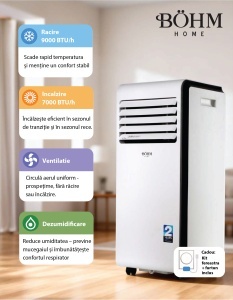 Aer conditionat 4 in 1, Racire, Incalzire, Ventilatie, Dezumidificare BA-010F BÖHM HOME - Img 2
