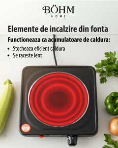 Plită electrică cu un ochi BÖHM HOME BE-H-002F-B, 22.5x26x6.5 cm - Img 4