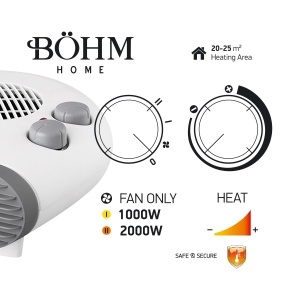 Aeroterma electrică BFH201 BÖHM HOME , 3 trepte de putere 750/1000/2000W, suprafata de incalzire 20-25 m² - Img 3